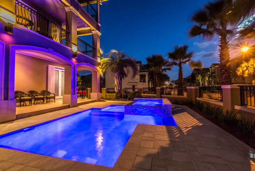 Ideally located across from the boardwalk leading to the warm beaches of the Gulf of Mexico, here you will find an exceptional 6 bedroom, 5 -1/2 bath home in the prestigious Destiny by the Sea community. This three level residence on a corner lot boasts private pool, spa with covered patio and built in BBQ, perfect for entertaining. The main living area on the 2nd floor offers beautiful architectural details blended with highly upgraded modern finishes, including a state of the art kitchen featuring stainless steel appliances, granite counters and breakfast bar. The spacious family room and dining area leads to one of three balconies all with gulf views. The master retreat with fireplace has a spa like ensuite bath complete with walk in shower and jetted tub.