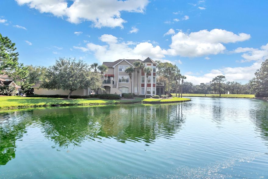 This updated and luxuriously furnished 3 BR 2.5 Bath condo feels like home, with Rental Projections upf $70K with golf cart.  Located in the beautiful Turnberry Villas on the Baytowne Golf Course, there are lake views from almost every room. The spacious living area and dining area overlook the lake and the light-filled kitchen offers more seating at the large breakfast bar. The kitchen boasts newer  stainless steel appliances, granite countertops, and pantry. Relax in the spacious primary suite with lake views, a King Bed with a stately headboard, a sitting area, a huge walk-in closet, an updated master bath with a new shower, a garden tub and a new dual sink vanity. The Queen Guest bedroom has a plush upholstered bed and lake views. The 2nd  Guest Bedroom has 2 twin beds with uphol