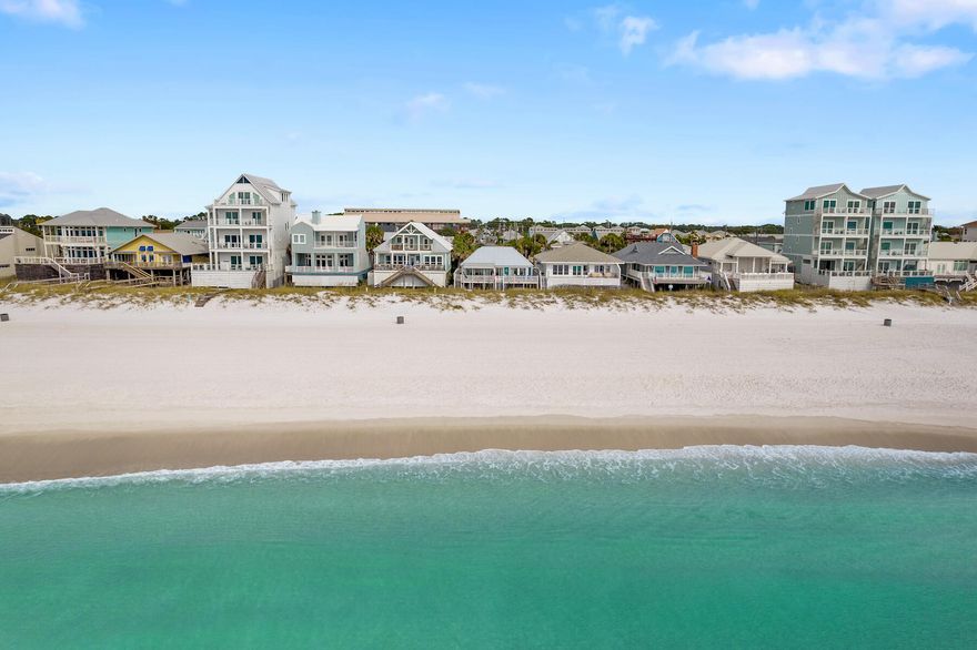 LOCATION! LOCATION! This 3-bedroom, 3-bath Gulf-front haven in Panama City Beach is a must see! Meticulously cared for, this beach house showcases 50 feet of sugar white sand frontage. Every detail reflects unparalleled care, from the decadent interior to the immaculate grounds. Owners recently updated the home with a brand new metal roof and paved driveway with gated entrance. Immerse yourself in luxury and coastal elegance while still allowing yourself to relax and unwind. After a day of sun-soaked bliss, kick off your flip-flops and unwind in your private hot tub, surrounded by the soothing sound of the waves.