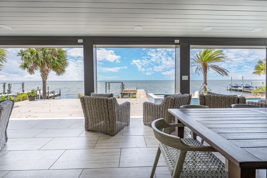 Bay Front Estate  in Burnt Pine Behind the Private Gates of Sandestin Golf & Beach Resort. Home Sits on a 104 Ft. Wide Lot near the End of a Cul De Sac on Bay Estates Circle. Home has Undergone Massive Renovations Inside and Out with Hardwood Floors throughout the First Floor of the House.New Custom Pool, Spa, Summer Kitchen, Porch and Fire Pit were also Recently Added. Private Main Floor Bedroom with His & Her Closets, New Bathroom, Fireplace and a 2nd Bedroom Suite are located on the First Floor. Renovated Spacious Kitchen with Quartz Counters and Top of the Line Appliances Opens to the Sun Room and Expansive Living Room.  2nd Floor has a Theater Room for 12 to Watch All the Games and Movies, Along with 5  Guest Bedrooms Each with Their Own Bath.