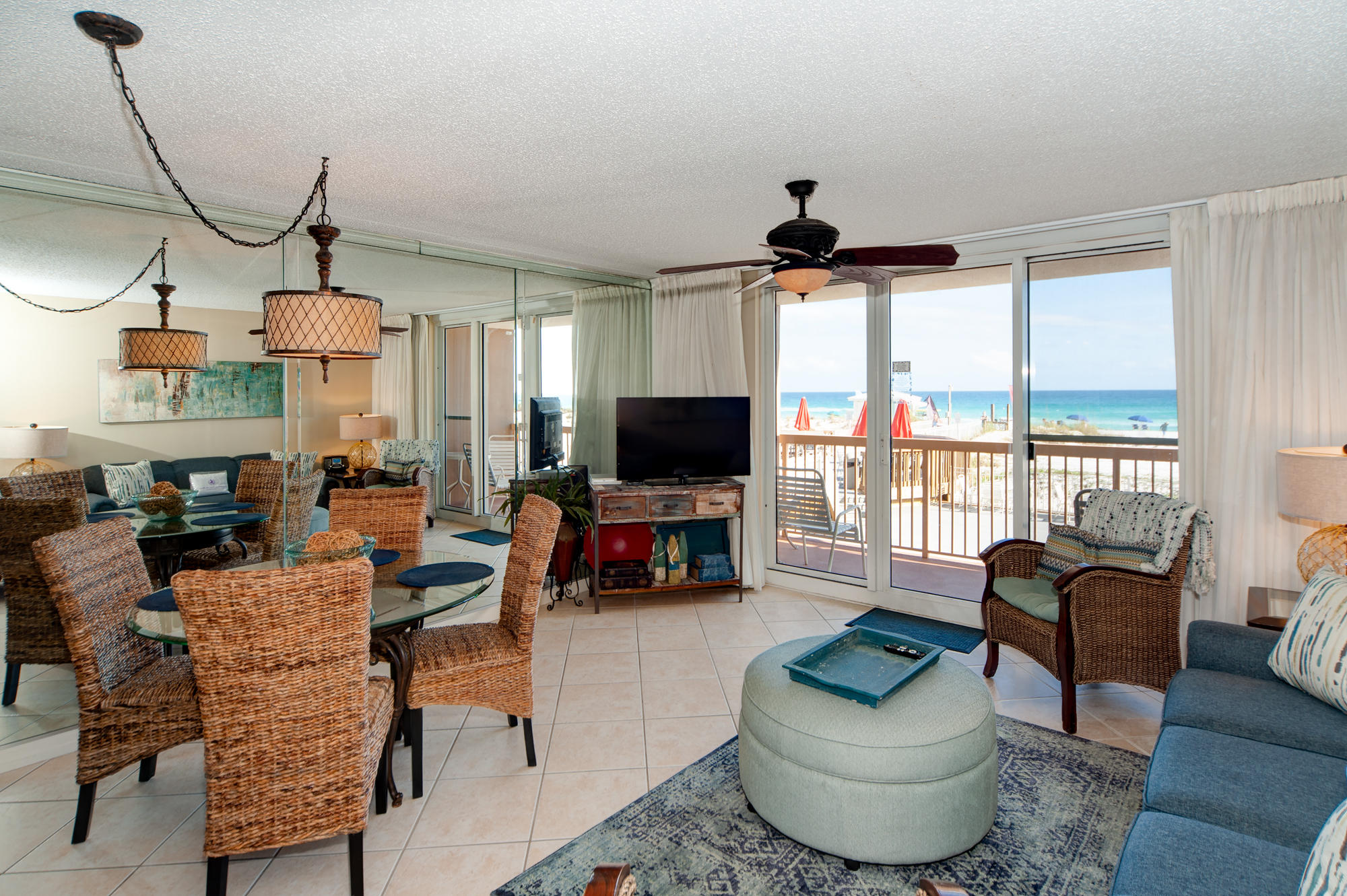 Pelican Beach 1 bedroom 2 bath gorgeous condo located on the gulf of Mexico! The decor is so designer lovely you will be speechless. The entire condo has major upgrades-stainless steel appliances, great kitchen cabinets, and stunning granite. This beachy condo and its fabulous furnishings will make you never want to leave. It is a first floor unit; however, it is one floor up so it is like you are on the second floor. No waiting on elevators-walk straight to your condo and out to the beach. The amenities of this resort are wonderful-indoor pool, outdoor pool, game room, sundries store, beach bar, and spacious sun decks. Come and enjoy your dream on the Emerald Coast!