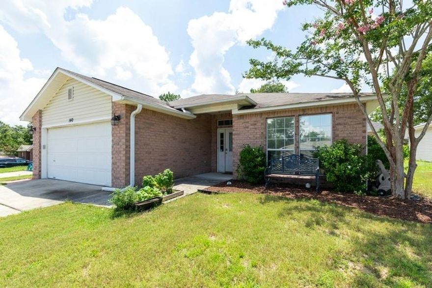 Wonderful 3 bedroom, 2 bath home centrally located in Crestview close to schools and shopping! Enter through the front door into an open Living/Kitchen/Dining Area with large vaulted ceilings. Split floor plan with Master off of dining and additional bedrooms off the living area. Kitchen has new lighting and stainless steel appliances, Master Bedroom has added recess lighting and a custom built-in closet storage system! Home has new paint, laminate wood flooring, separate laundry room, and a covered back porch. Gutters on front of home, sprinkler system throughout front and back, and privacy fenced back yard. Schedule your showing today!All measurements are approximate. Any information deemed important shall be verified by buyer.