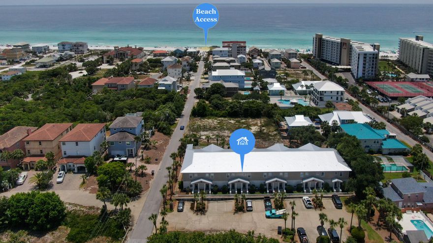 Enjoy the peacefulness of this Beautifully Furnished 3-Bedroomm 3-Bathroom townhouse So Close to the White sands of the Gulf that can get a Glimpse of the Gulf from the top floor Balcony. This fascinating 2-Story Townhome features an inviting coastal themed interior, Full Kitchen with Breakfast Bar and plenty of Counter & Cabinet space, Hardwood Flooring, Granite Counter tops, 1st Floor Master Bedroom with Patio Access, Raised & Vaulted Ceilings, Open Floor Plan, Lower-Level Patio, Washer & Dryer, Dedicated Beach Access, Community Pool and 2 Assigned Parking Spaces. The building along with all doors and rails were Painted in 2020 and a new roof installed in 2021. Ideal for a Gulf Getaway, 2nd