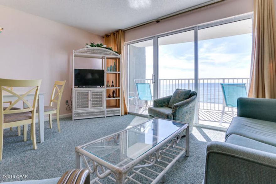 Open floorplan allows for fabulous Gulf and sunset views from balcony, living room, dining room, kitchen, & master suite providing the ultimate alfresco living and entertaining environment! Terrific elevation within the stack! No to high and not too low! Property will convey fully furnished. EXCELLENT RENTAL INCOME POTENTIAL. HVAC replaced 2016. Enjoy the good life at Long Beach Towers! There is ample and secure parking right outside the Tower's doors in a gated community with a 24-hour security staff. Long Beach resort is one of the most popular resorts in Panama City Beach. It is centrally located off Front Beach Road, close to shopping, restaurants, and local attractions. It features a 6,500 sq. ft lagoon pool, and two other seasonally-heated pools.