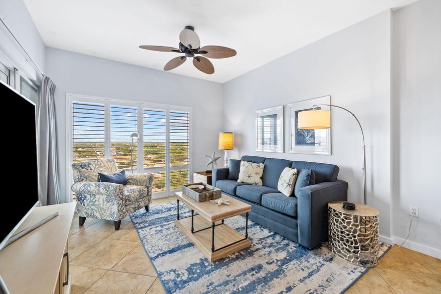 INCREDIBLE WEST VIEWS & SUNSETS! Located in the heart of the south side of Sandestin Golf & Beach Resort is unit 6808 in LUAU I.  This coastal chic inspired unit has incredible west facing views and sunsets from it's generous sized balcony.  As you enter this 1 bedroom, 1 bath unit you are welcomed by gorgeous views and  bright open living and dining area.  This unit's open living area is tastefully decorated with updated furnishings and tile flooring throughout. The well appointed kitchen offers plenty of counter space and breakfast bar.  You can retreat to the cozy primary suite, with ensuite and continue to enjoy the gorgeous views of the gulf, and grounds surrounding Luau I.   This unit has been lovingly cared for and will convey fully furnished.  Luau I has impressive amenities