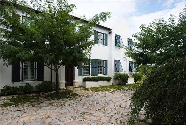 This elegant and refined 3-bedroom, 3.5-bath home overlooks beautiful Sea Garden Walk, a pedestrian path that leads from Lake Marilyn to the emerald waters of the Gulf of Mexico. Situated in the heart of Alys Beach, this 2,305-square-foot home encapsulates a lush, private courtyard overlooking its plunge pool. The spacious kitchen features custom ebony cabinets and granite countertops along with Bosch, Wolf, and Sub-Zero appliances and a large walk-in pantry. The master suite overlooks the courtyard, has separate closets, and boasts a spacious bath hosting a walk-in shower and soaking tub. Both guest bedrooms have private baths and are on the second floor providing privacy for the rest of the home. All bathrooms feature custom-built white cabinets with black granite tops