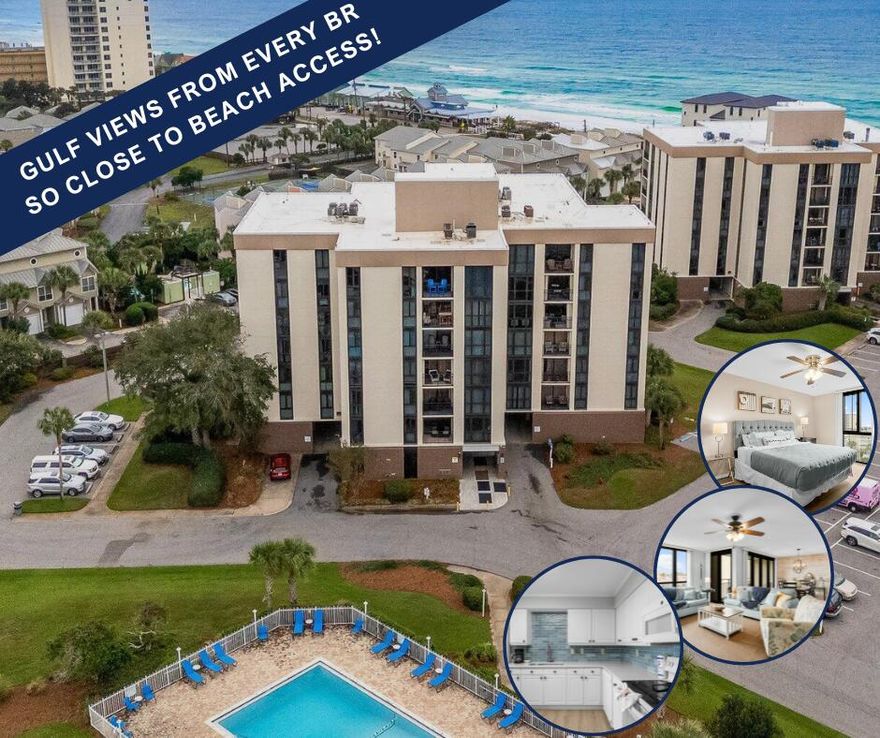 ***SELLER WILL CONSIDER ALL OFFERS!***NO HOA INCREASES and NO SPECIAL ASSESSMENTS FOR 2025!GULF VIEWS FROM LIVING ROOM, DINING ROOM, AND EVERY BEDROOM!  Come experience all Enclave has to offer:  Mid-rise living (no long elevator waits!), quiet floors of only 5 units each, and interior storage included on the same floor as your unit. Unit 503B features beachy decor, shiplap in the dining room, a balcony with hurricane shutters, and a rental- or vacation-ready kitchen, stocked with pots, pans, and utensils.  The kitchen and bathrooms have NEW SINKS, COUNTERTOPS, AND BACKSPLASHES!Outside, there's a pool and community room, tennis courts, and easy private beach access.  Owners also enjoy garage parking and pet privileges. Come see this roomy condo today!  We are eagerly awaiting your offer.