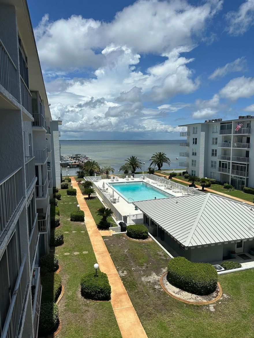 Newly remodeled 2-bedroom 2-bath condominium unit located directly on Choctawhatchee Bay in Century Park West. Enjoy the beautiful views of the pool and the Bay from your private balcony. The units in this complex do not have washers/dryers, but each floor has 2 coin laundry rooms. The unit has a large storage room inside that could easily fit a bike or a small desk to make it an office. Another private storage room available in the laundry facility. The fishing dock has water, benches and fish cleaning areas for your use. The club house by the pool is available for rent for your entertainment at no cost. Only service animals are allowed in the complex per HOA regulations.