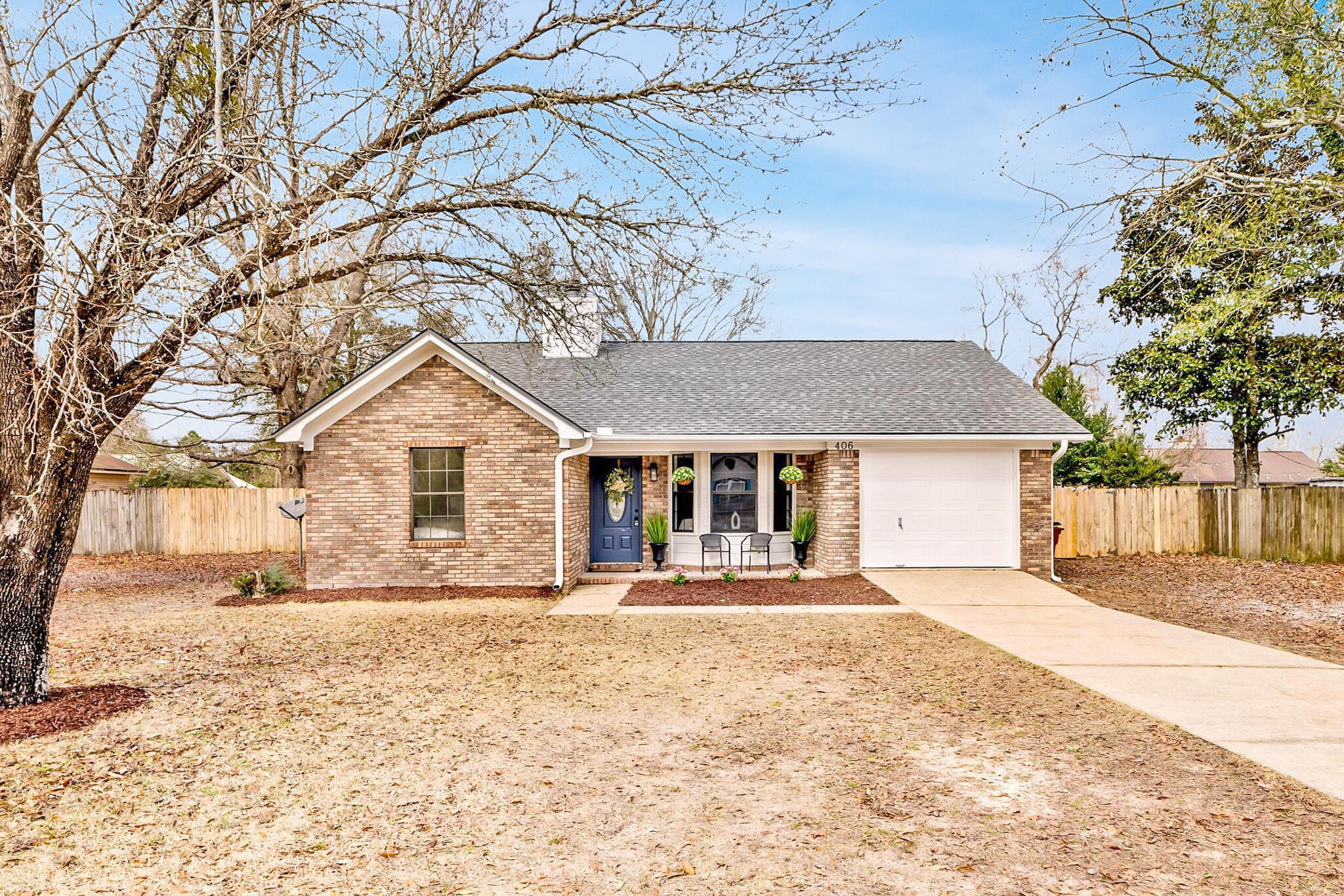 Located in one of the most southern points in Crestview. Literal perfection in this house. This 4 bedroom, 2 bath home is ready for you. Brand New Roof, New Countertops, New Appliances, New Flooring, shiplapped fire place wall, and quartz countertops. It's complete, staged and ready for you to move in. If you make an accepted offer before the end of the Super Bowl, the 55' TV is yours to keep.