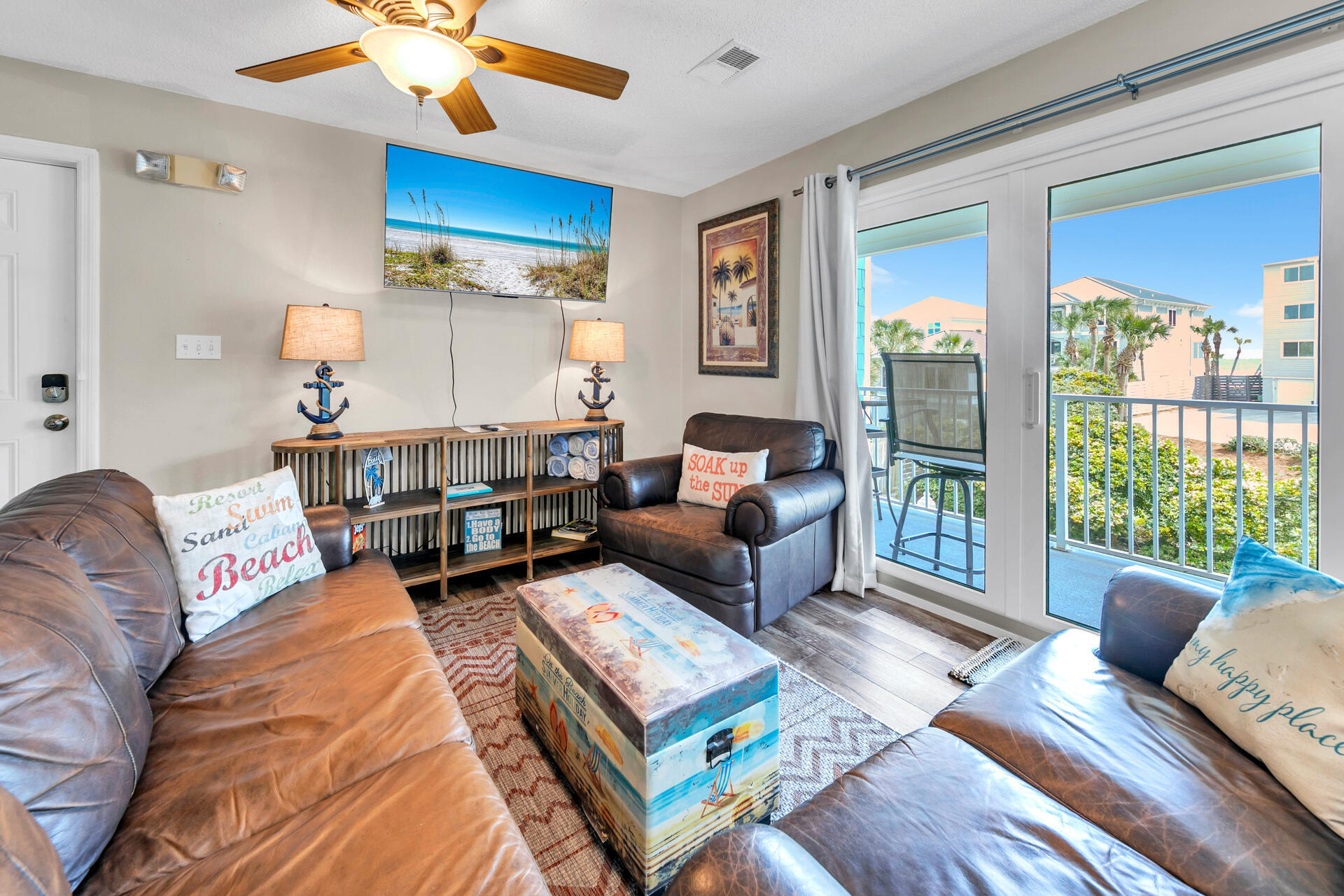 THE LARGEST FLOORPLAN AVAILABILE AT BEACHSIDE VILLAS!! Welcome to Beachside Villas 822 - Being sold fully furnished and turnkey ready. HVAC replaced inside and out in 2022, Water Heater replaced also in 2022. Being the largest floorplan at Beachside Villas you not only have an additional half bath, but you also have the luxury of an extended balcony. Offering Gulf Views, tasteful furnishings, and upgraded appliances such as the Speed Queen commercial grade washer and dryer, this condo lacks nothing! As you step inside the unit, you are greeted with luxury vinyl plank flooring, granite kitchen countertops, and all stainless steel kitchen appliances. The unit boasts 3 bedrooms, 2 full baths, and a half bath accessible from the open living space. The extended balcony which can be accessed from both the living area and the master bedroom offers the tranquility of the green space it overlooks as well as views of the Gulf of Mexico.
The unit is located in Building 8 which is on of the two southernmost building at Beachside Villas. Only a short distance to one of the two nearby public beach accesses. Beachside Villas even runs a shuttle service during peak rental season to the huge County beach access at the end of San Roy Rd where Eastern Lake meets the Gulf.  All of the buildings at Beachside Villas have undergone recent renovation and now feature hardiboard siding, metal roofs, and new high impact windows and sliding glass doors. There are plenty of amenities including two pools, tennis/pickleball courts, shuffleboard and more. Two public beach accesses are located nearby along with Eastern Lake public park.

Beachside Villas is located south of Scenic Highway 30A and is minutes away from The Big Chill (formerly The HUB), Seaside, Watercolor, Rosemary Beach, and more. You must see to appreciate. Please set up your private showing today!