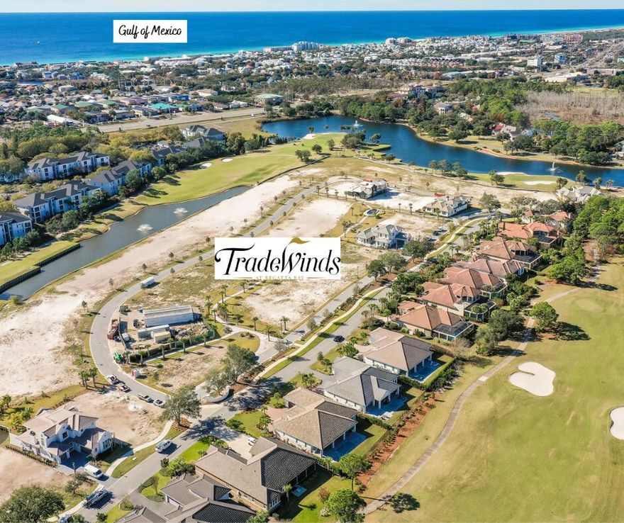 Less than a mile from the beach! Build your dream home in one of Destin's most desirable golf communities! The homesite (lot 45) is located in Regatta Bay's newest development, TradeWinds. TradeWinds will consist of 54 homesites. Homes will be of a West Indies w/ Dutch influence style of architecture. Owner has the option to use an approved Architect & an approved Builder. Regatta Bay is a quiet, gated, golf & boating community that offers a LIFESTYLE unlike no other! The Regatta Bay Lifestyle is about convenience! You can golf cart to so many fun places in minutes, including the Beach! (See aerial photos) Within Regatta Bay, there is golf, swimming, tennis, pickle ball, park, playground, Regatta Bay Clubhouse, Legendary Marine & Legendary Yacht Club. Click 'more' to continue. Regatta Bay offers a private road that takes residents to the Destin Commons, where you'll find an array of popular men's and women's retail stores, a variety of restaurants, Whole Foods, Bass Pro, Lowes, AMC movie theater and Uncle Buck's Bowling! ALL ACCESSIBLE BY GOLF CART.