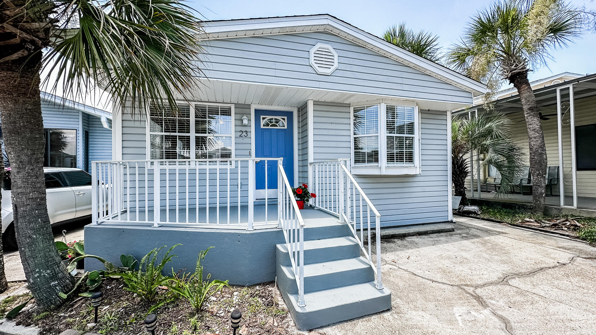 *Highly Desired Venture Out * Stick Built 2 Bedrooms/1 Bath /Bonus room. Spacious home, fully Equipped Kitchen, Bathroom has walk-in Shower and a separate tub - Cathedral Ceilings - Extra Closet Space and Attic Storage. Refrigerator, Stove, Dishwasher - Washer/Dryer. Venture Out Amenities: -Private Beach -Security Check-In -Large Pool and Clubhouse on beach -Heated Pool on Bay -Playground -Tennis Courts -Boat Slips -Fishing -Walking distance to restaurants - Great Rental investment, Primary home or Second home. Right next door to St Andrews State Park. All dimensions are approx.