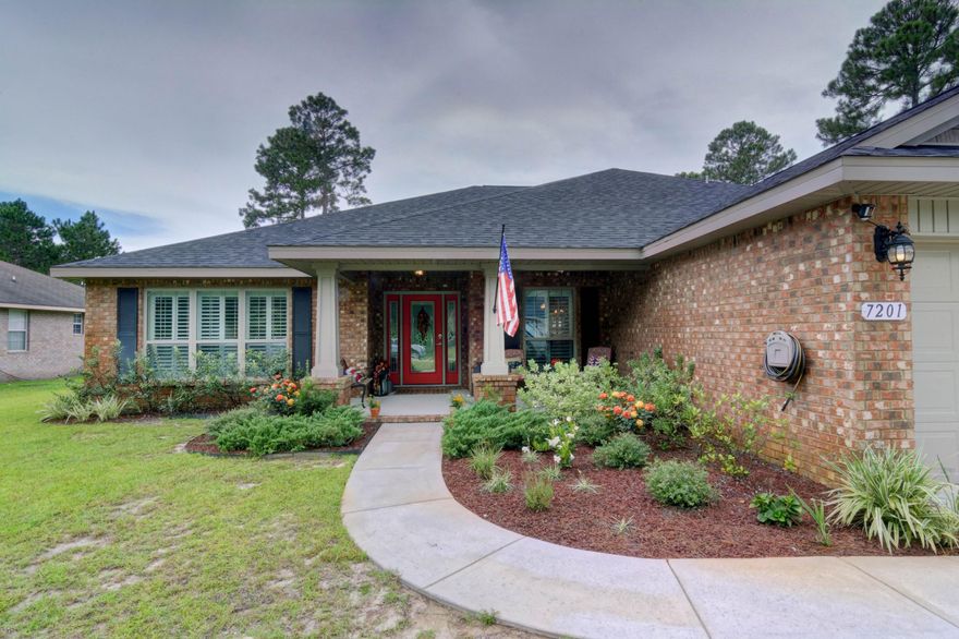 Welcome Home to this all brick, 4 bedroom, PLUS AN OFFICE, 3 bath, 3 car garage home. Boasting over 3,000 square feet this home is an entertainers delight! An open floor plan, gorgeous kitchen with double oven, stainless steel appliances, drop down lights over the island and breakfast bar, and an eat in kitchen. Split bedroom floor plan with the master offering tray ceilings, two walk in closets, two large vanities, walk in tiled shower with double shower heads, & separate garden tub. Guest bedrooms are spacious with large closets. Large laundry area with built in cabinets, enclosed rear patio, plantation shutters, crown moulding, and bullnose corners throughout along with a back yard big enough for a pool! Make an appointment so you don't miss this one!