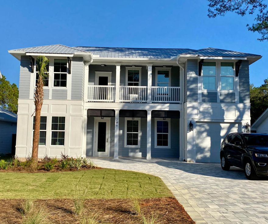 New construction, beautiful home on large lot backing up to the Camp Creek Golf Course. Five bedrooms, 4 1/2 baths, backyard pool.  Easy walk to the beach and close to Alys Beach and Rosemary Beach