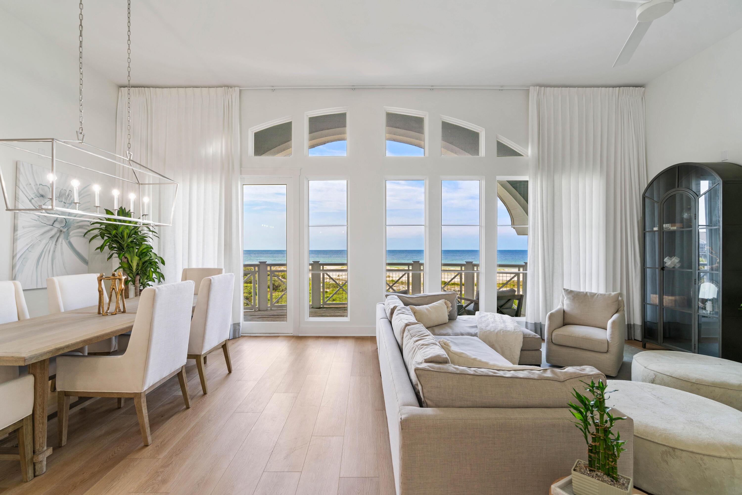 Stunning 4th floor Gulf Front penthouse located in The Crossings at Watersound Beach! This immaculate condo has been fully renovated and features 3 bedroom, 4 baths and 2,164 sq ft of heated and cooled space, all on one level! This spacious and luxurious beachfront retreat features a thoughtfully designed split floor plan that includes two Gulf Front Bedrooms and one additional bedroom, all with en suite baths! Ideal for family getaways and hosting guests, this beautiful beach front condo is being offered Fully Furnished and turnkey! Other highlights include 12' ceilings, Luxury Furnishings & Decor, New Flooring throughout, Quartz Countertops & new Thermador Stainless Steel Appliances and a detached Single Car Garage! Nestled within the gated community of Watersound Beach, you'll relish over a mile of pristine private beaches, sparkling community pools, a gym, dedicated dog park, and 24-hour security. Explore winding walking and bike trails, or enjoy paddle-boarding and kayaking along the shimmering Gulf or Camp Creek Costal Dune Lake. This is a sanctuary where every visit becomes unforgettable. Recharge with loved ones in this exquisite gulf front masterpiece, where spacious elegance meets the vibrant coastal lifestyle of 30A.