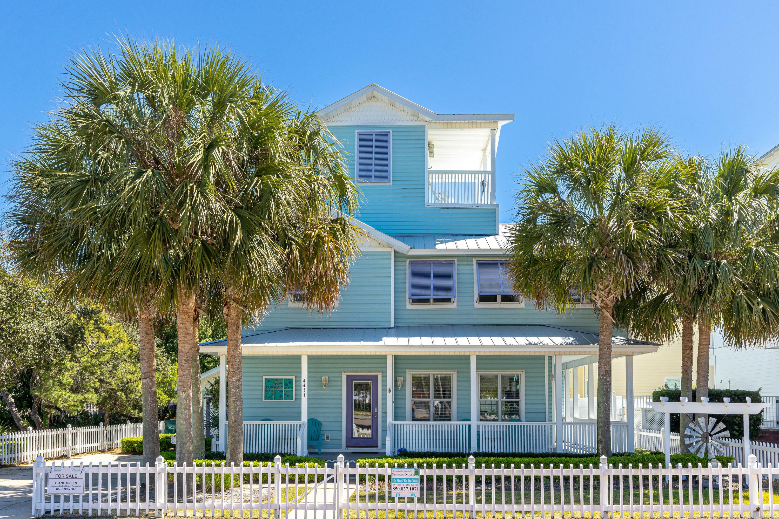 2 min walk to the beach access! The BEST priced home this close to the beach. New roof in 2023! Quintessential southern beach house greets you with white picket fences, wrap-around porches and a cheerful coastal aesthetic. Seamlessly flowing indoor and outdoor spaces create multiple entertaining areas to take in the true Florida lifestyle whether you're lounging alfresco or soaking in the never-ending coastline from the third-floor patio, perfect for enjoying sunrise to sunset. Perfectly poised next to the community pool gives you all the benefits of an at-home pool without the upkeep! Steps to the sugar white sand, the location is truly unmatched. Meticulously loved and maintained by one family for 30 years, this home is ready for the next family to create the next 30 years of memories. First floor living and dining lead to a large covered deck adjoined to a brick paver patio with a backyard detached storage shed - perfect for an outside game room or golf cart garage. First level bedroom, full bathroom and laundry room. Second level Primary bedroom with a sitting room and ensuite bathroom. Two additional bedrooms and a full bathroom on the second level. Third floor bonus room with a wet bar, covered patio and twin sleeper sofa. Crystal Shores in Crystal Beach is minutes from the area's best dining and shopping, yet out of the hustle and bustle. Crystal Beach is not your cookie cutter beach town; it's filled with "Old Florida" style colorful homes, sidewalk-lined streets - all leading to public beach accesses at nearly every road, golf cart friendly roads and mature landscaping. Sold fully furnished and upcoming rentals can be transferred to the new owner, truly a turn-key investment!