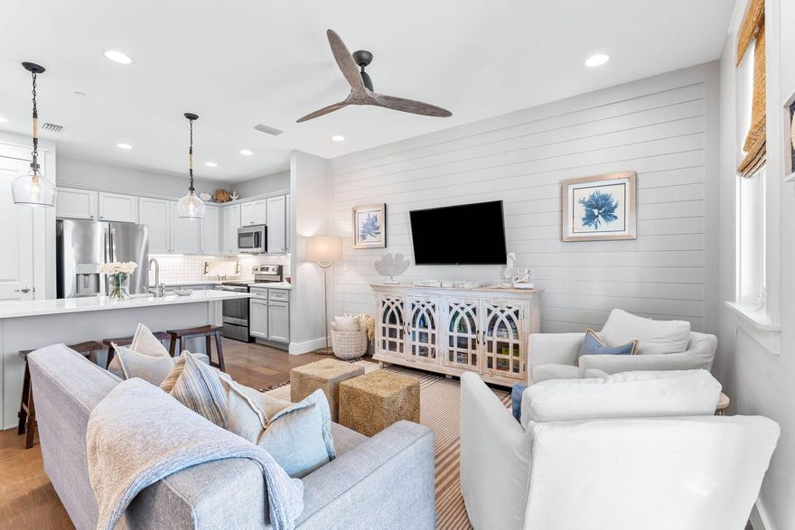 *Ask about a 2-1 Rate Buy Down Option!* Nestled in the heart of Seagrove Beach, just moments from the pristine sugar-white sands and emerald-blue waters of the Gulf of Mexico, lies the exquisite 30A Townhome D102. This impeccably designed coastal retreat offers the ultimate blend of luxury, comfort, and convenience, ideal for creating lasting memories along the Emerald Coast.Located within the exclusive low-density 30A Townhomes community, this turn-key property boasts over 1,600 square feet of thoughtfully curated living space, featuring three bedrooms, a built-in hall bunk, and a private one-car garage. From custom feature walls to upgraded lighting and furnishings, every detail has been meticulously selected to elevate your living experience. Step inside to find soaring ceilings and engineered hardwood floors guiding you through the home's inviting layout. The first floor offers two beautifully designed guest bedrooms, each adorned with custom board-and-batten accent walls and opening onto a serene covered patio. A full bathroom with dual vanities, granite countertops, and a tub/shower combination ensures convenience for family and guests, while the built-in hall bunks with a barn-door slider add a charming touch and functional sleeping space. Completing the first level is a laundry area with side-by-side washer and dryer, as well as direct access to the private garage.

The second floor is designed with entertainment in mind. The open-concept kitchen and living area flow effortlessly onto an expansive covered balcony, blurring the lines between indoor and outdoor living. Imagine hosting gatherings herewhether watching the big game, sharing meals with loved ones, or savoring the breathtaking sunsets.

The chef-inspired kitchen is a true masterpiece, seamlessly blending style and functionality. It boasts stainless steel appliances, including a brand-new Frigidaire refrigerator and Bosch dishwasher, complemented by sleek quartz countertops and a custom backsplash. On-trend gray cabinetry adds a modern touch, while the spacious island, complete with barstool seating, serves as the heart of the space. Tying it all together is the brand-new island lighting, creating a perfect balance of elegance and practicality.

Not to mention, the dining area creates the ideal space to gather for meals and features a beautifully upgraded chandelier; all with easy access to the second level powder room.

Set apart from the main living areas, the generously sized primary suite offers a tranquil retreat. Highlights include an expansive walk-in closet, and an ensuite bathroom with dual vanities and a frameless glass-door shower.

30A Townhomes provides a lifestyle of luxury and convenience with access to a sparkling community pool and the newly expanded Ramsgate public beach access. Stroll to nearby Greenway Station, where you'll find local favorites like Turbo Coffee, Canopy Road Caf??, and Pecan Jack's, as well as premier shopping destinations like Free People, Southern Tide, and Linen & Sand. Just minutes away, you can explore the iconic communities of WaterColor and Seaside, renowned for their world-class dining, shopping, and entertainment.

Whether you're seeking a primary residence, a vacation home, or a lucrative investment property, this residence offers an unparalleled opportunity to experience the magic of 30A living. Contact us today to schedule your private tour and begin your journey to owning your slice of paradise.