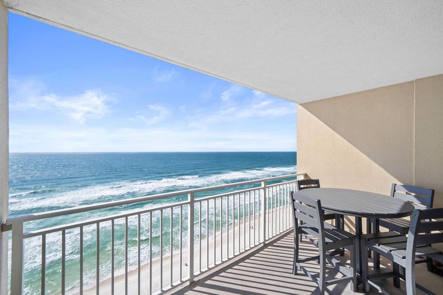 MOTIVATED SELLER!  Seller agrees to pay remaining 2025 HOA fees at time of closing.Step into your dream oasis with this GULF-view condo located on the 16th floor of Emerald Beach Resort.  This 2BR/2BA unit with 1299 sq ft offers spectacular view of the Emerald Coast.  You can sit on your private balcony and watch the dolphins dance below or listen to the sounds of the green emerald waters breaking right beneath you.  If you'd rather soak up the rays, you're just a few minutes walk to the white sugar sands of the Emerald Coast or you can lounge at the resort's heated beachfront pool with its own hot tub and tiki bar.  Emerald Beach Resort also has the north pool area with two pools, a hot tub, and shuffleboard. Step into the coastal ambience of this beautifully themed condo with touches of Bahamian vibes, furniture, paintings, and decor all convey. This condo is being sold fully-furnished and is turn-key ready!  

This condo is being sold fully-furnished and is turn-key ready!  2024 GRI was $47,867.  
Sleeps 6 comfortably but up to 8 people, perfect for large families and entertaining.


Your kitchen features white cabinets and granite countertops, the perfect place to cook up that delicious meal as you return home from the emerald coast waters and white sugary sands of the PCB coast.  The refrigerator, HVAC and dishwasher are all new (purchased within the last two years).  The electric stove is also new, purchased 6 months ago.  There is all new LVP flooring throughout, with the exception of tile in the two bathrooms. 


Nestled close by, you can relax on your large oversized couch, watching your TV or gazing out your four large windows showcasing the spectacular views of the oceans below.  This open concept living gives way to your living room with gulf views, your dining area, and then bar and kitchen where you can sip on your favorite cocktail or drink.  


Escape to your master suite with breathtaking gulf views from your bay window where you can sit in your sitting area, reading your favorite book as you watch the waves break below.  Soak your cares away in your large master soaking tub nestled right within your ensuite master bathroom.  This is truly the life of luxury.  Master bath also includes dual vanities and shower.  There is an additional guest bedroom and guest bathroom and you have two more bunk beds at entry.  


Emerald Beach Resort Amenities include: convenient beach access, multiple pools (one gulf side with tiki bar), hot tubs , grilling areas, an ice cream and pizza shop, the Sunsations gift & sundry shop and an onsite Starbucks.  The Sky Bar offers your favorite beverages.  There is a fitness room with state-of-the-art equipment, game rooms with pool tables, air hockey, foosball and ping pong tables.  The gated covered parking garage and 24-hour security will make you feel safe and sound. There is a beach kiosk for beach service and water sports rentals.
There are many seasonal activities at Emerald Beach Resort including: live music, karaoke, trivia, cigar & whiskey tastings, beach yoga, exercise classes, wine & cheese gatherings, water aerobics, poolside movie nights, ice cream socials and bingo.  There is an attached and covered parking garage and although no spaces are assigned, there's always plenty of parking to find your perfect spots.