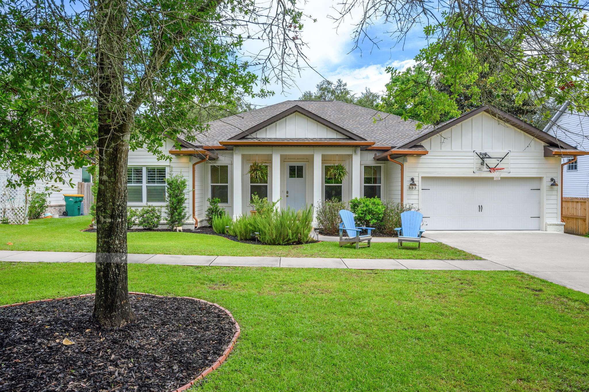 Back on the market due to no fault of Sellers. A rare find: spacious, newer house in Destin with everything you will be proud to call your home -- plus room (and plans available) for a backyard pool. The open floor plan welcomes you with a gracious living/kitchen/dining area. Premium Destin location. The covered back porch is where you will spend many leisure hours. It has plenty of space for dining and outdoor living. Roomy 2-car garage with space for all those Florida lifestyle 'toys.' Custom tile work throughout. Four full bedrooms, plus separate office/flex room and separate dining room. No HOA means lower cost to own, but doesn't mean this house isn't tucked along a row of neighboring, newer homes. Don't miss this one! It's available to see at your convenience. Please verify all info The house is now unfurnished so several photos are staged.