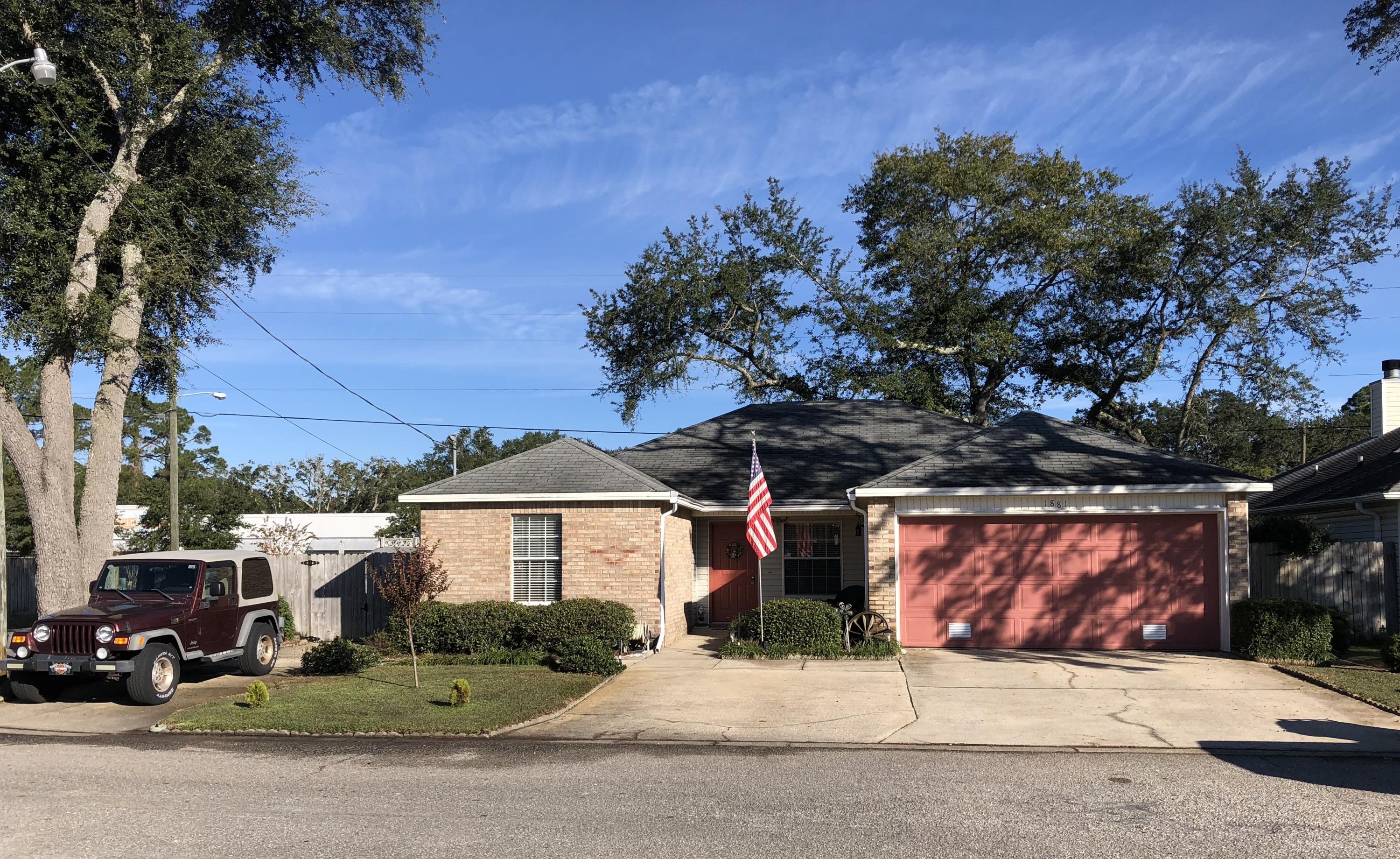 You'll love this charming, newly painted brick home that is 2 minutes away from Hurlburt's back gate and 8 minutes away from Eglin's front gate! This 3-bedroom,2 bathroom home with a huge 2-car garage will give you 1,600+ sq ft of generous space to move about without losing that quaint, cozy atmosphere when it's time to cuddle up to watch a movie in your large living room with trey ceilings! Wake up each morning and enjoy your coffee in the heated/cooled Florida-Room/Sun porch! Open your front door and enter your spacious open-living room. The large dining room will seat your whole family. The kitchen can double as an 'eat-in kitchen'. A luxuriously spacious master bedroom has a dressing area and a large tiled bathroom w/ a steamy walk-in shower! 2 more large bedrooms + so much more!