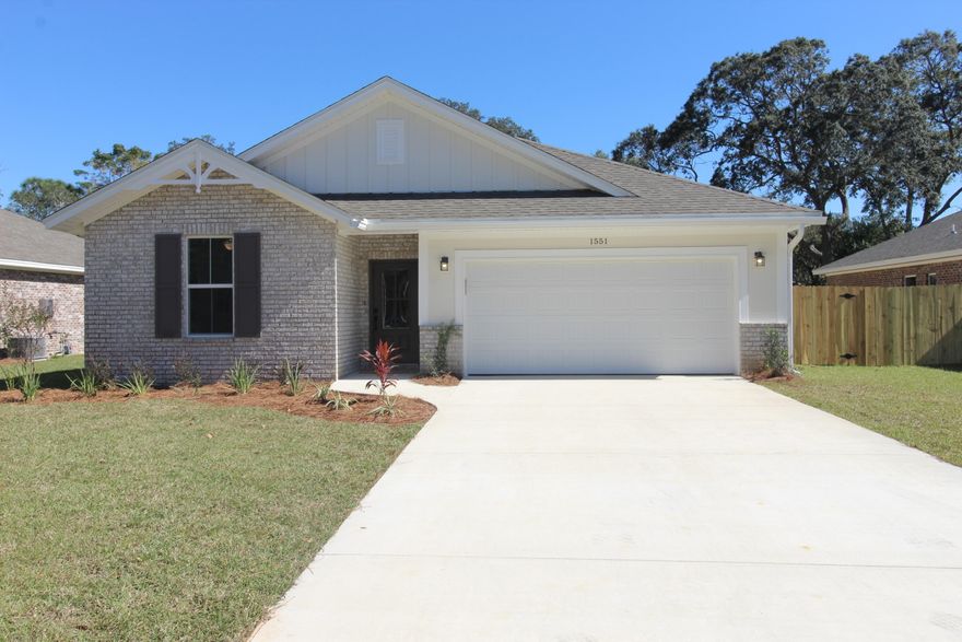 BRAND NEW ***Craftsman Style*** home in an up and coming area just east of Bluewater Bay and still within the Okaloosa County School district. This home boasts an upgraded kitchen to include SHAKER style, GRANITE countertops, apron front FARMHOUSE sink, and SUBWAY tile backsplash. There is Luxury Vinyl Plank Flooring throughout the main areas and a custom TILED master shower with custom features. The home will feel open with the 9-foot ceilings, lots of windows and nice and airy open floor-plan.. You will enjoy your large fenced back yard with side gate and sprinkler system. Two car garage and covered patio. Under Construction completion estimated Oct 2020.