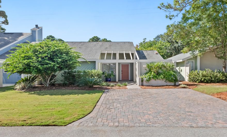 The lowest priced detached three bedroom home in all of Sandestin!  Tastefully decorated with coastal decor and all new furnishings, this is a truly turn key home.  Tile and luxury vinyl plank flooring throughout, with upgraded stainless appliances and a crushed ice maker. Fully fenced in backyard with expansive brick paver patio.  Entertainer's delight, the low maintenance backyard is perfect for hosting large family gatherings. Completely private with patio access from the dining room, living room, master bedroom and from the front of the home with a brick paver sidewalk on the side of the home.  Two enclosed storage closets in the front of the home. The 2018 six seater golf cart is available for purchase separately.