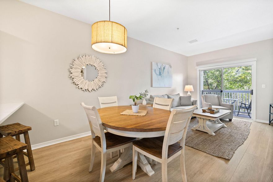 This fabulous turn-key 2 bedroom, 2 bathroom condo is a must see in sought after Heron's Watch! The 940 sq. ft. open floor plan fully furnished unit was updated 2 years ago to include great new flooring throughout, updated kitchen cabinets and all new furnishings.  The primary en suite incudes a king bed and the guest room has a full and a twin bed to maximize the hospitality.  One of the other exception qualities of the condo is the deeded access to Eastern Lake and a community dock.
While situated in a quiet area, this condo is across the street from the Old Florida Fish House, Beachy Bean Coffee, other purveyors and Point Washington State Forest.  Public beach access is just over a mile away.
The gated community has ample parking and golf cart charging stations The balcony has a serene view of nature and includes a storage closet perfect for beach and pool toys.  The laundry room has a stackable washer/dryer and ample storage shelving.  Anyone looking for a primary residence, second home or a rental investment opportunity needs to see this beautiful and pristine condo.  Rental projections and other helpful information are included in the Documents section.  Room measurements are approximate and should be verified by the buyer.