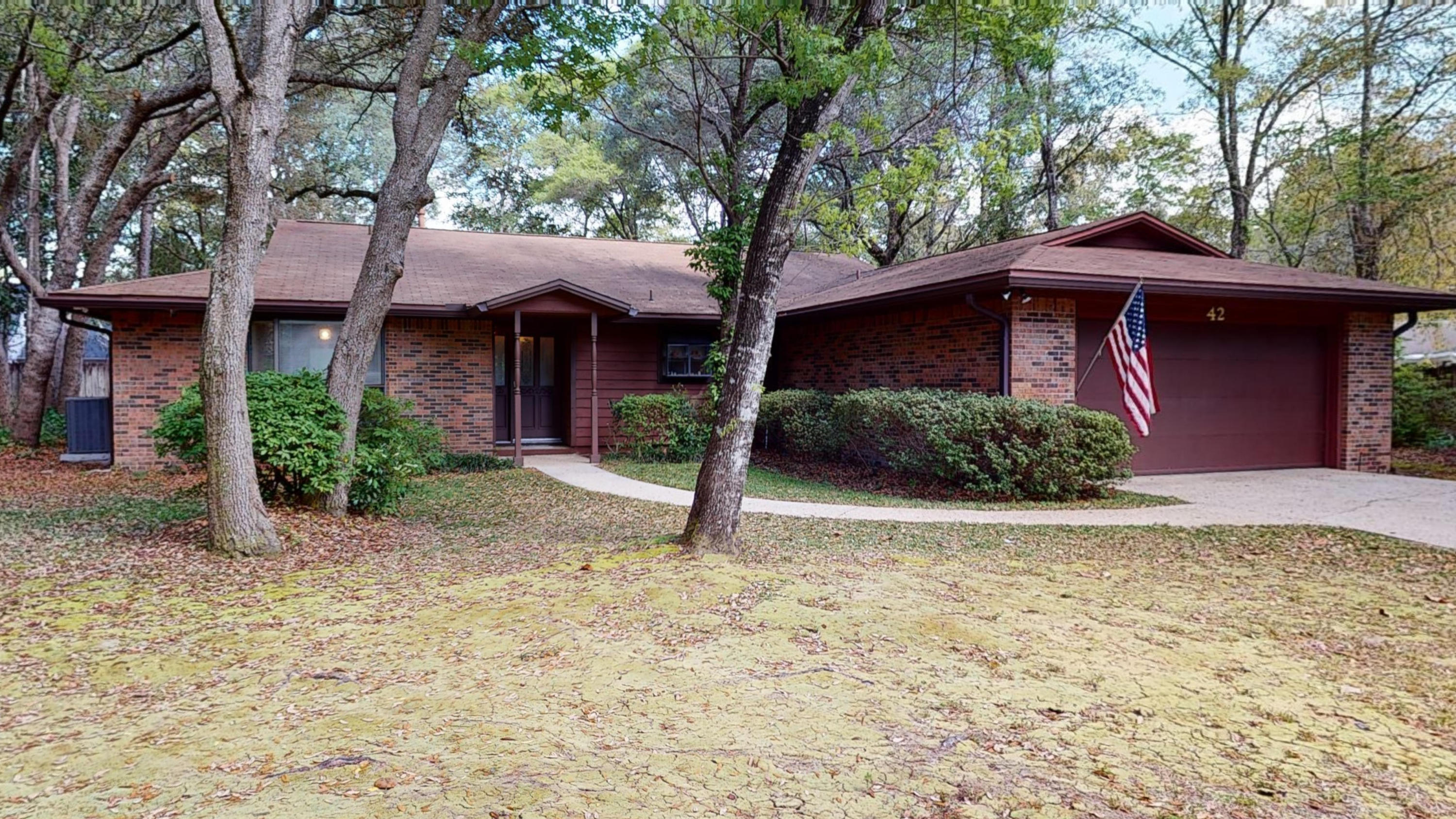 Well maintained home in Rocky Bayou on nearly a half acre lot with a private pool and fenced back yard on a cul-de-sac. Home is in need of cosmetic updates, but has great bones. The home is livable as is and new owner could make updates over time or up front, depending on preference. The kitchen is open to the living room with vaulted ceiling and wood burning fireplace. The home features a split bedroom floor plan and the living room opens to a screened porch overlooking the pool. Seller will replace the roof with an acceptable offer. HVAC system was recently replaced. Come see this home today.