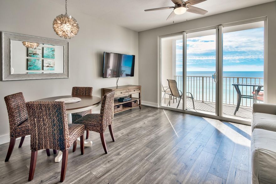 This 1 bedroom fully furnished unit comes with built-in bunks in the hall as well as a sleeper sofa in the living area easily accommodating 6 people. The condo offers two full bathrooms and breathtaking views of the gulf from the kitchen, living room and balcony. The owners spared no expense during the full remodel of the kitchen, including quartz countertops and stainless steel appliances. This unit also comes with an option to purchase an UNDERGROUND DEEDED PARKING SPACE! Majestic Sun B706 is turnkey and a fantastic investment property with rental income history exceeding $50,000. Majestic Sun amenities include a heated pool, fitness room, owners club AND is located on Seascape Resort which offers 2000 feet of gorgeous deeded beach, 300 acres of lush greens and tranquil lakes, golf,