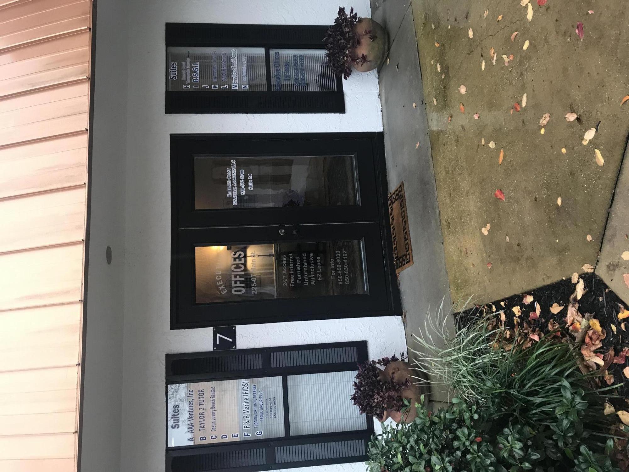 Lease an individual office in a professional office building. Welcoming lobby with access to common conference room and break area. Utilities are included. Furnished unit. Front building door and office door signage available. Rent does not include sales tax.Easy access from Main Street in Destin.