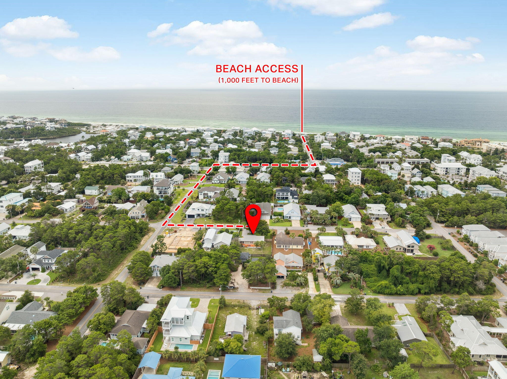 Welcome to 85 Birch Street - a rare chance to own a single-family home on 30A for under $700,000. Situated on a generous .19-acre lot in a non-HOA community, this fully furnished property is less than 1,000 feet from the nearest regional beach access, putting the Gulf of America just a short stroll away.Enjoy the convenience of walking to some of the area's most popular restaurants including Shunk Gulley, Goatfeather's & Local Catch. Whether you're seeking a primary residence, vacation getaway, or investment property, the location speaks for itself.With land value alone exceeding $500,000 based on recent nearby sales, the existing home presents incredible value. This is your chance to secure a beachside lifestyle in one of 30A's most desirable pockets, without breaking the bank.