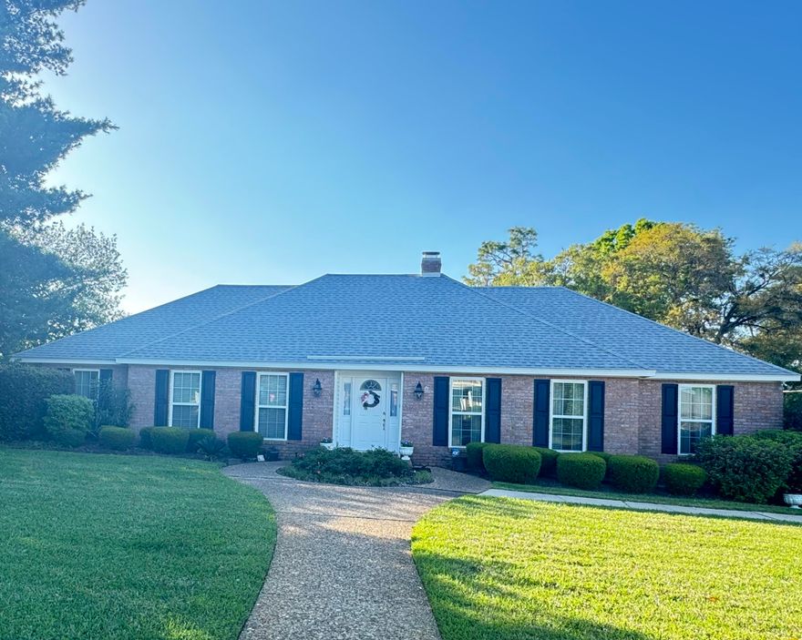 Check out this 5 bd 3 bath dream home located on Scenic Hills Golf Course w/its own salt water pool backyd oasis! This property features grand entry foyer w/wood-look floors, living room/flex room, dining room w/crystal chandelier, open concept great room & kitchen w/built in bookcases, brick&tile floors leading into another oversized flex space, downstairs you'll also find a hall bath w/tile floors, 2bdrms, &large primary suite w/full ensuite bath&door leading to sunroom w/outdoor shower. Upstairs you'll find 2oversized bdrms w/walk in closets &full bath. Outside you'll find screened patio, fenced in back yard w/heated in ground pool & large shed/workshop w/electricity perfect for storage/hobbyist. 2car att garage w/opener &work bench area. Seller is related to listing agent.
