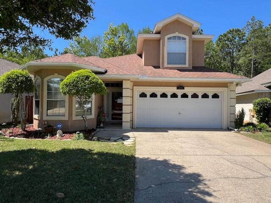 You MUST SEE this Well-Loved 4/2.5/2 1872sf home in Northridge Creek!  Located on a Quiet Cul-de-Sac & Conveniently Close to Eglin, Hurlburt and 7th Group!. Immaculately maintained with plush grass and elegant exterior.  Spanish Lace textured ceilings (no popcorn!) The Tile Foyer welcomes you at the entrance.  The Eat-In Kitchen has Tiled floors, Wood Cabinets, Tiled Backsplash, Updated Stainless Appliances, Granite Countertops and a lovely built-in Granite Top Breakfast Table! The Living Room is spacious with Tiled Floors, Gas Fireplace and a Beautiful View!  The Master Bedroom is on the 1st Floor and has wood look flooring. The Master Bath has Kraftmaid Maple Cabinets w/Soft close drawers, a Separate Shower, Jetted Tub, Granite Double Vanity and a Walk-In Closet.  There is a Half Bath for Guests and Laundry on the 1st Floor.  The stairs are engineered wood and upstairs, there are 3 Additional Bedrooms, a Full Bath with Maple Cabinets (w/soft close drawers) and a Granite Countertop. The Back Patio is Covered and an Open Deck was added to maximize the enjoyment of the Peaceful Yard with Lawn Pump and Sprinkler System. There is an area for Pets and Play with an 8' fence for added privacy.  The Architectural/Dimensional Shingled Roof is 10 Years Old and in great condition!  There is an ADT security System and a Termite Bond.  The Garage fits two cars and has an automatic opener. Please note:  The Kitchen Island, Refrigerator, patio fountain, Freezer in Garage, and non-wire garage shelving do not convey. Back yard can be fenced with a 6' compliant wood fence. Easy approval through the homeowners association.