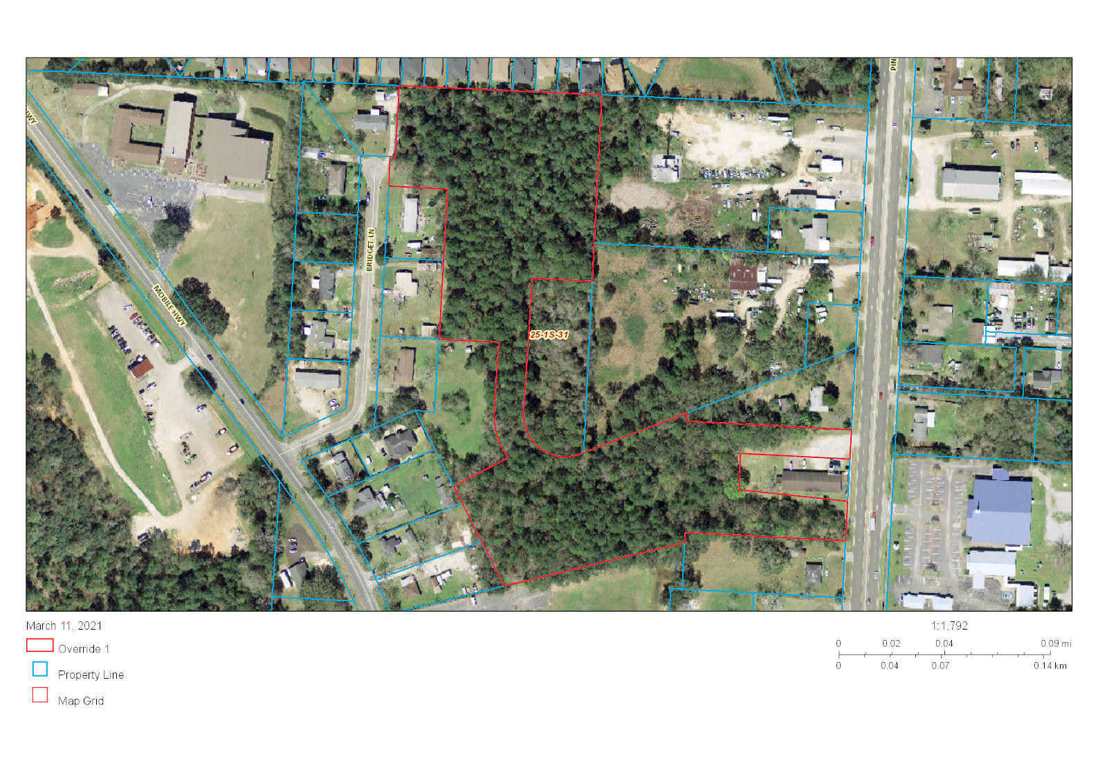 Large tract of land ideally suited for mixed use development with commercial parcel at the Pine Forest entrance. Lot surrounds Buck 'n Bass Sporting Goods, ingress and commercial lot.