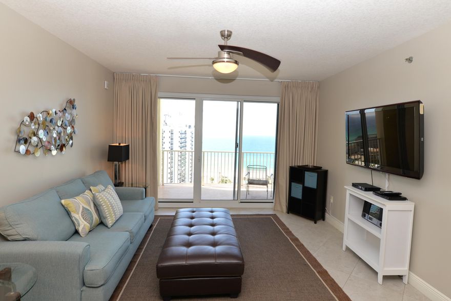 FUN IN THE SUN - Enjoy the UPDATED two bedroom, two bath unit in Tower I. Located on the 16th floor - up high enough to take advantage of beautiful gulf views near & far. Floors are 20x20 ceramic tile throughout. Neutral paint throughout gives the unit a light, cheerful feeling. Also, pretty new artwork & accessories make this attractive unit the place you want to be. The condo sports a delightful kitchen featuring granite counter tops & natural wood cabinets. For your convenience, there is a large laundry room with a stackable washer/dryer & extra storage. Enjoy views of the coastline that go on for miles & miles. Only a short walk to the deeded beach & beautiful gulf waters, Ariel Dunes is a signature complex with two towers located in the gated community of Seascape Resort. Amenities