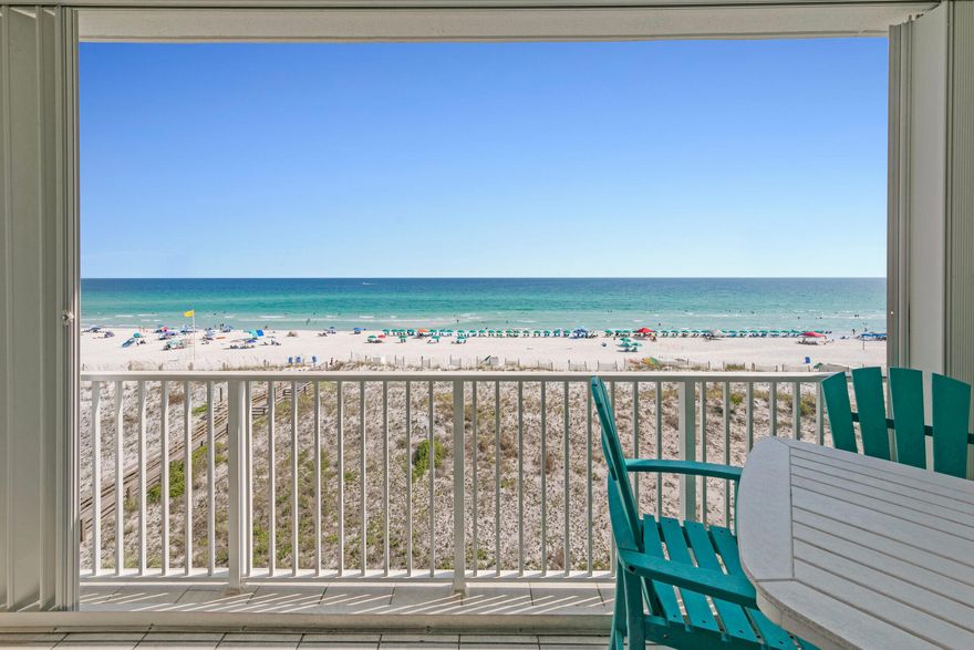 IT'S ALL ABOUT THE VIEW!! In Gulf Dunes, home to the ultimate luxury coastal lifestyle - you'll find this fabulous 5th floor 1 bedroom + bunks, 1.5 bath condominium! Gorgeous panoramic views of the beachfront and Gulf of Mexico from this elevated 5th floor condo with direct beach accessibility and beach walkways! Spacious and well equipped, this condo offers a desirable floor plan which boasts elevated 9ft ceilings with a spacious master bedroom, hallway bunks, and gulf front family room with balcony access. This condo is turnkey, fully furnished, and rental ready. Upgrades include tile floor, granite countertops, stainless steel appliances, and coastal modern furniture.