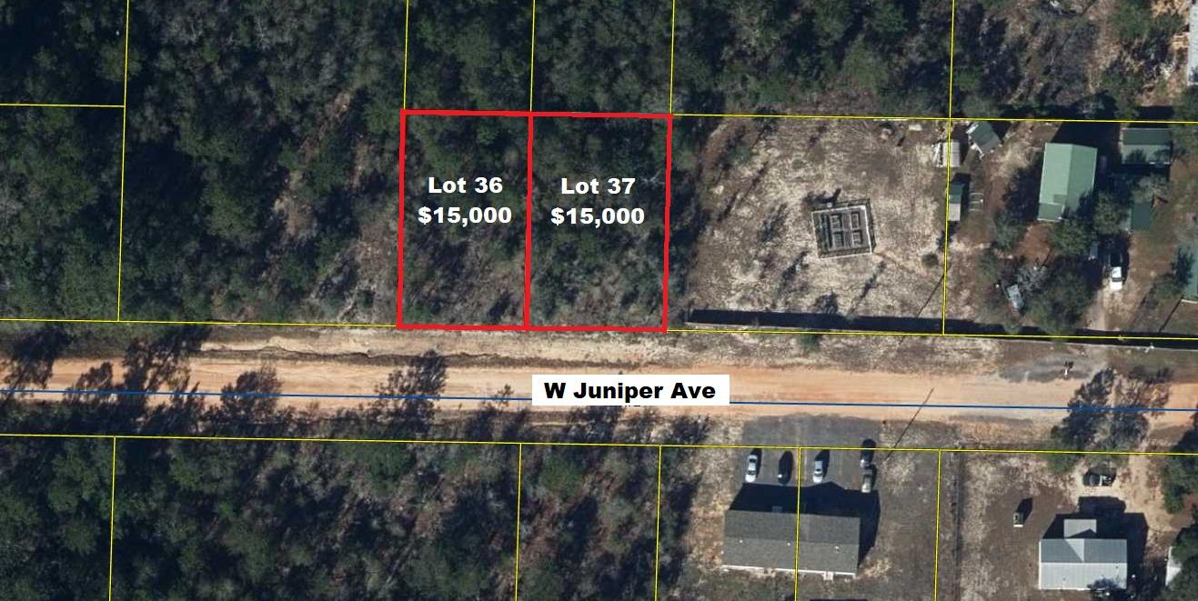 Lightly wooded lot just off paved road in growing Mossy Head community of Defuniak Springs. Property is located minutes from Blackstone Golf Course and I-10. Defuniak Springs and Crestview apx. 15 minutes and apx. 30 minutes to Niceville and Eglin AFB. No utilities currently on the property but power on street Public water is available with paid tap fee. Septic would be required. Adjoining lot 36 is also available for purchase at $15,000.