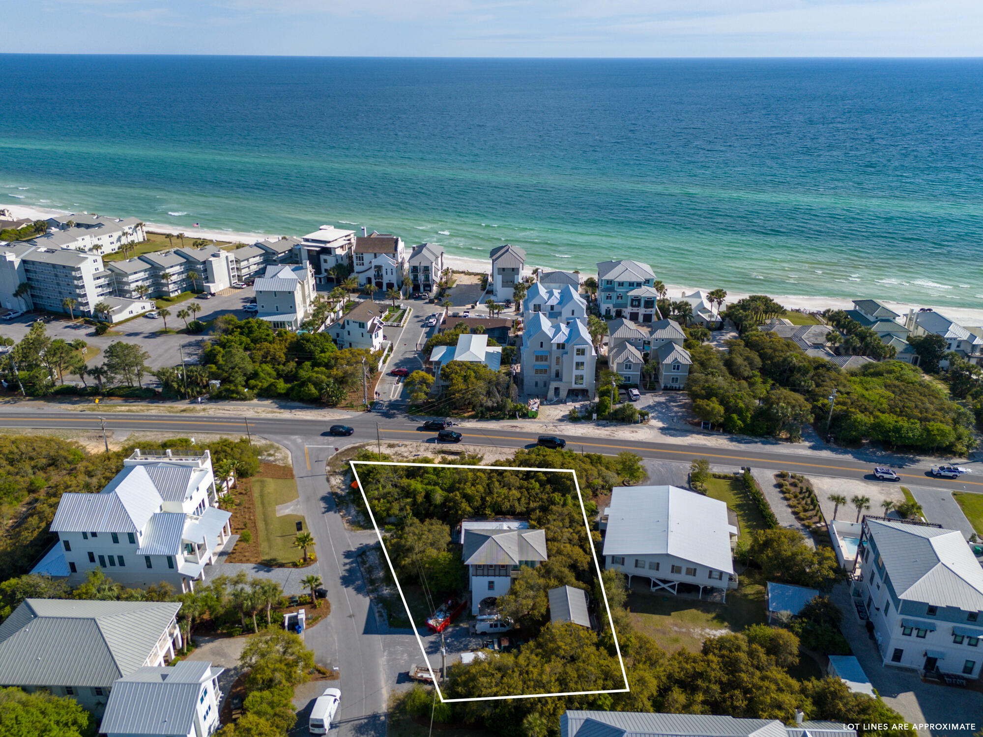 Opportunity to own a home in one of prime locations on Hwy 30A. No HOA .This property offers Gulf Views and is one of the larger lots on 30A. Plenty of space for additions, pool, etc. The 3 story addition of home was designed by architect Eric Watson to Rosemary Beach standards. This property has potential to be someones dream beach home.