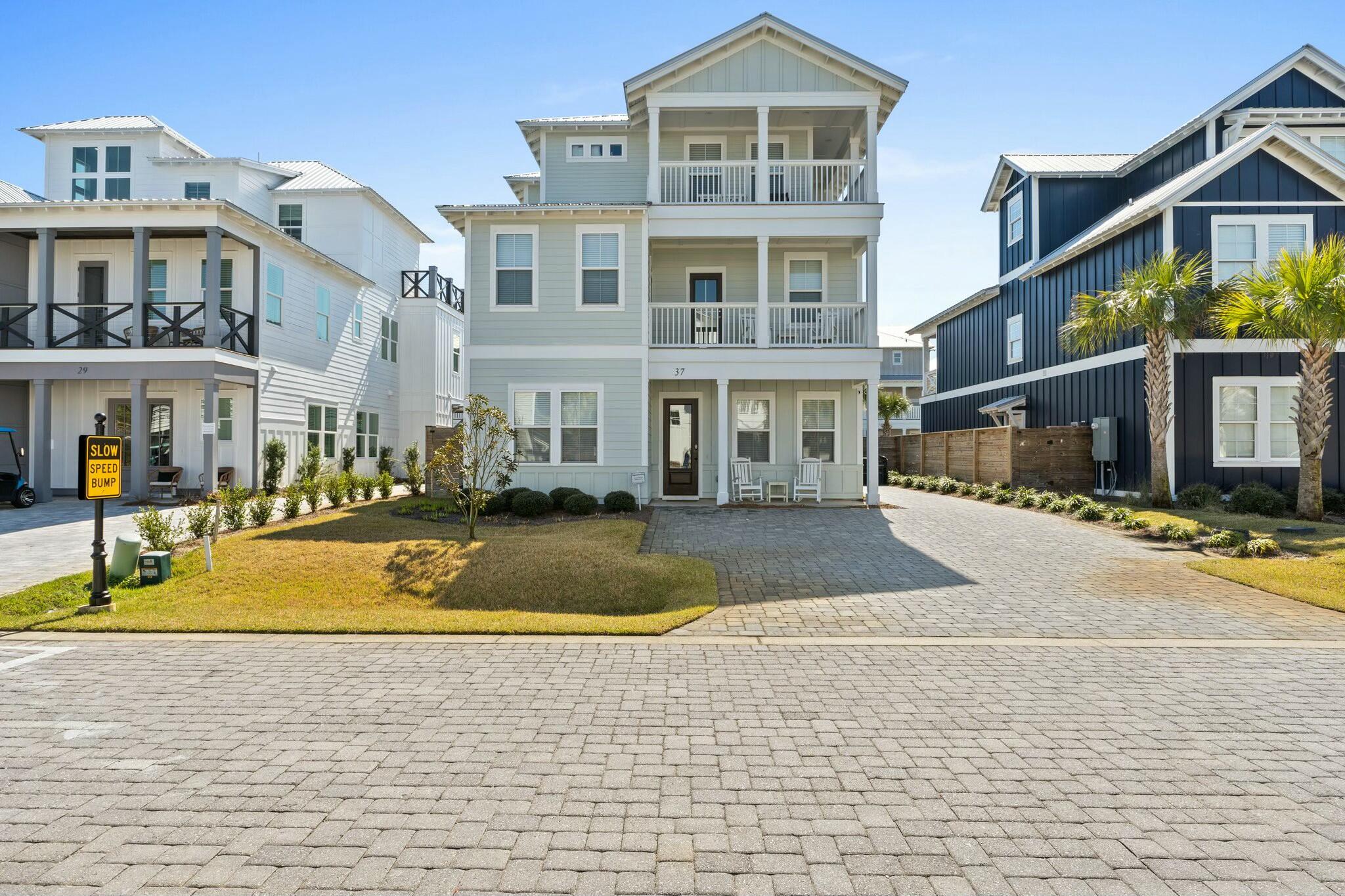 Miramar Beach is a prime vacation spot for families and this home is designed and fully furnished for the best vacation ever for everyone from grandparents to little ones. Imagine the photos you'll share from your phone: kids cannonballing into the pool; a hearty SEC vs ACC debate as fans watch the Big Game on the outdoor TV from the concrete stools in the pool; pancake breakfasts in the spacious kitchen/dining area with room for multiple chefs; and everyone's fave, views of the powdery white sand beach and turquoise water from your private beach access. Two ground floor bedrooms with king-size beds and en suite baths welcome those who prefer the first floor. A combo bunk room/ game room on the third floor will quickly be claimed by the kids. (Please continue) Savvy travelers recognize Miramar Beach offers much more than the beach. From shopping to dining and entertainment (movie theater + live theater; laser tag + playgrounds; outlet stores to designer shops; fast food to award-winning gourmet meals and wine). This is the only house currently available on coveted Penelope St. And it offers a bonus of five parking spots, so plenty of space for everyone to drive from home. Priced to sell; fully furnished and rental-ready.
Please pardon temporary photos.
All information here is deemed correct but should be verified.