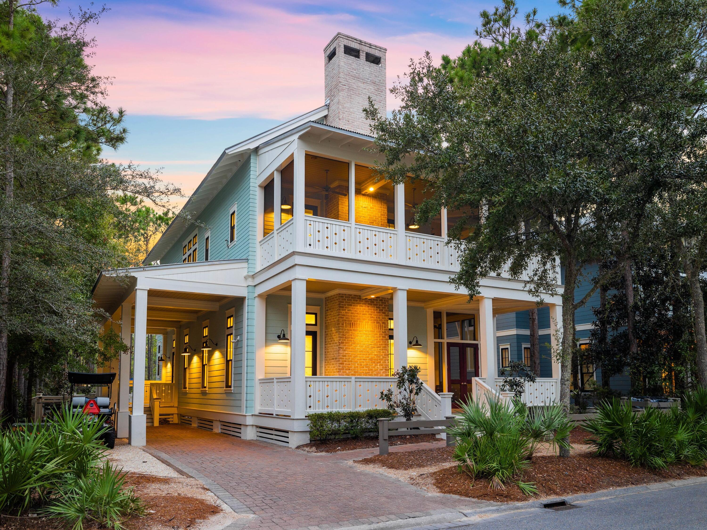 This magnificent five-bedroom beach house provides a luxurious full-time residence or vacation home in WaterColor's lush Forest District. Recent renovations include a new private pool, an extra bath and a remodeled laundry room. This turn-key beach house feels warm and welcoming as soon as you step onto the covered front porch. Beneath a coffered ceiling, the massive great room is a place for family gatherings and memory-making around a feature fireplace. Warm hardwood floors and high-end furnishings ensure guest comfort while dining, socializing and relaxing together.