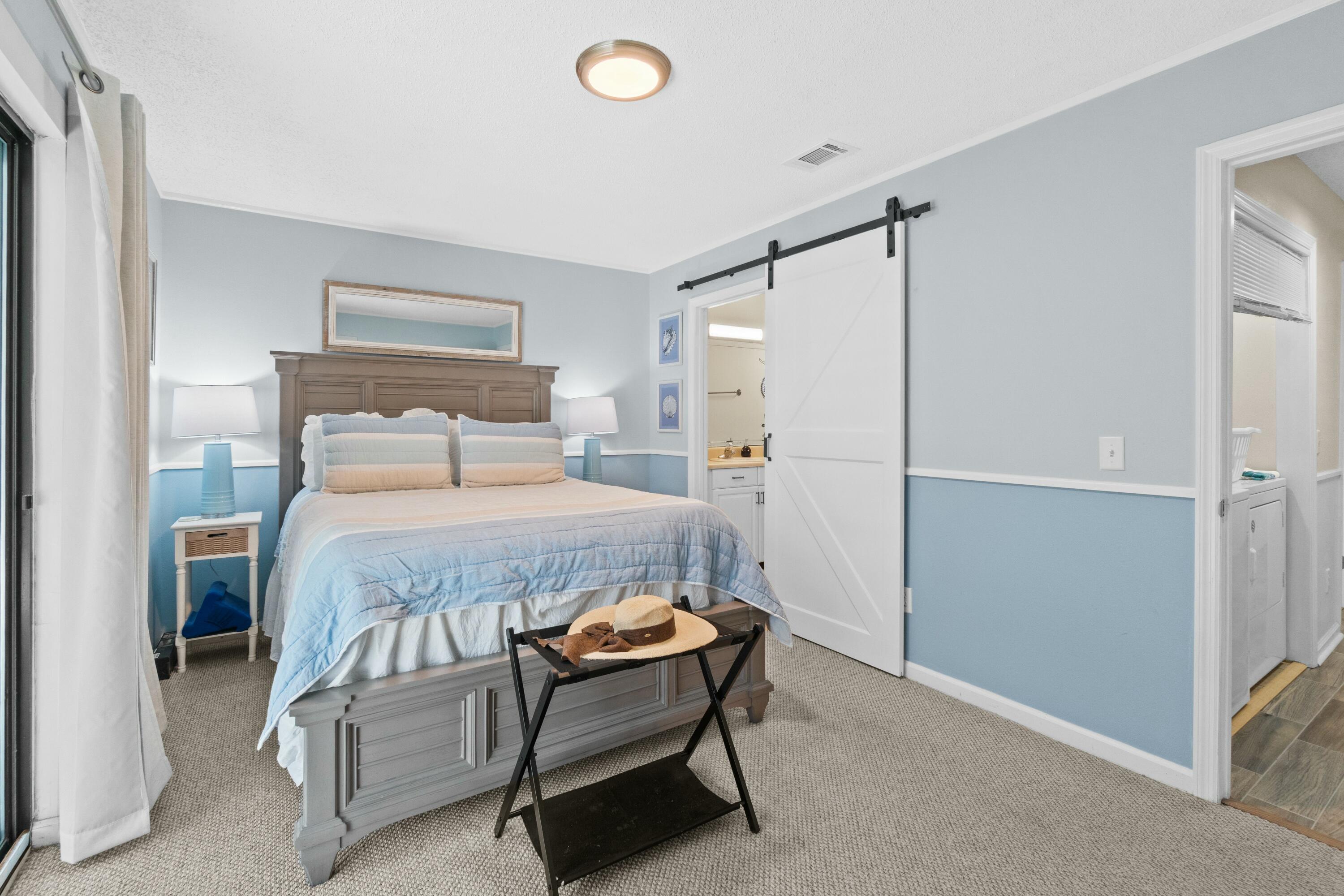 LOWEST PRICED TWO-BEDROOM IN EAST 30A. Never rented. Beautifully maintained, furnished and updated, this roomy townhome comes with DEEDED BEACH ACCESS just across 30A. Low monthly HOA fee ($240!) Two assigned parking spots are out front. Updated kitchen. Water heater replaced March, 2022. HVAC new July, 2024. Two screened porches, a covered patio and a partially covered porch.Sold fully furnished (with the exception of personal property in closets). Premium East 30A location only minutes to Camp Creek golf course, Alys Beach, and shopping and dining at Watersound Origins (from Publix to Ambrosia). Extra privacy and green space as this beach townhome is the end unit. This is one you don't want to miss. Please confirm all information.
