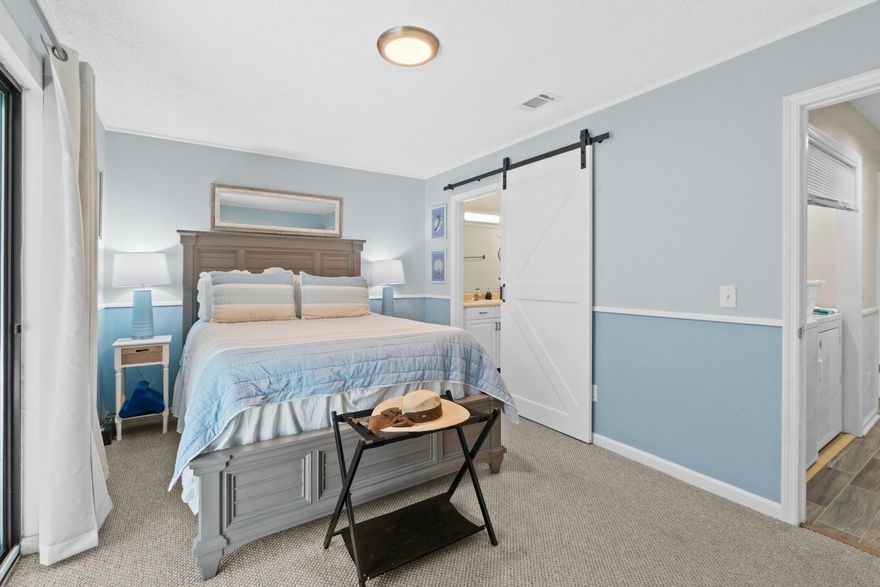LOWEST PRICED TWO-BEDROOM IN EAST 30A. Never rented. Beautifully maintained, furnished and updated, this roomy townhome comes with DEEDED BEACH ACCESS just across 30A. Low monthly HOA fee ($240!) Two assigned parking spots are out front. Updated kitchen. Water heater replaced March, 2022. HVAC new July, 2024. Two screened porches, a covered patio and a partially covered porch.Sold fully furnished (with the exception of personal property in closets). Premium East 30A location only minutes to Camp Creek golf course, Alys Beach, and shopping and dining at Watersound Origins (from Publix to Ambrosia). Extra privacy and green space as this beach townhome is the end unit. This is one you don't want to miss. Please confirm all information.