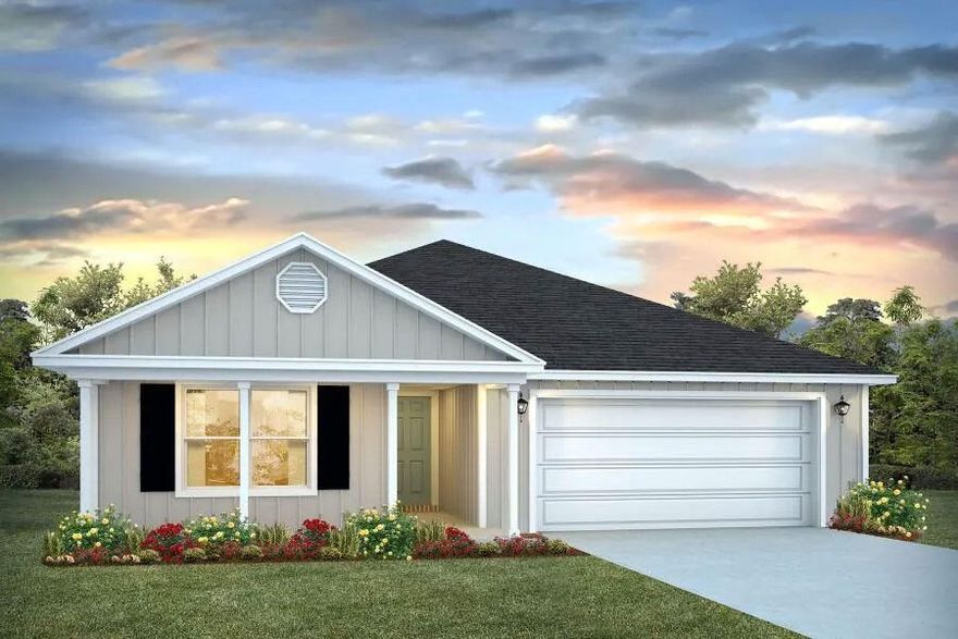Welcome to 275 Gray Owl Drive a new home under construction at Owl's Head Farms, in Freeport, Florida. This home features a covered entry and as you enter this home, you will find an entryway leading into an expansive open concept living area. The well-equipped kitchen, equipped with stainless steel appliances, dedicated water filter faucet, a walk-in pantry, and granite countertops, anchors the space, offering a central island perfect for casual dining or entertaining. The primary bedroom is situated at the back of the home, allowing for privacy and it features a luxurious and spacious ensuite bathroom with a double vanity, a large shower, and two separate walk-in closets.