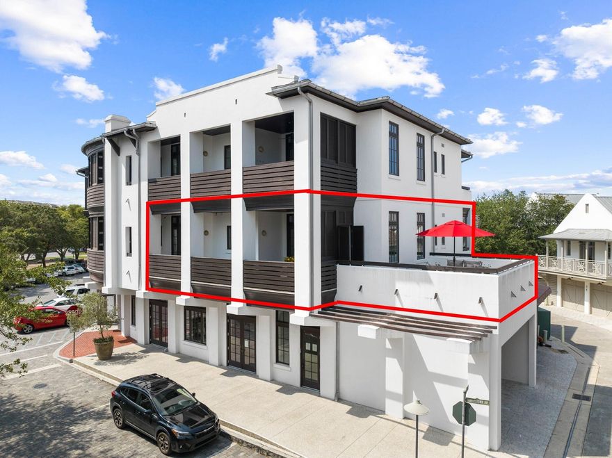 In the heart of the Town Center, perched above the Hidden Lantern Bookstore, The Tabby Lofts overlooks the extraordinary community of Rosemary Beach. Designed by Tim McNamara, The Tabby Lofts feature a white stucco exterior finish, accented with dark wood and a metal roof. Interior features include 10' ceilings, crown molding, hardwood & marble flooring, light colored marble & granite countertops, mosaic tile backsplash and Bosch appliances. Unit #1 is 821 sq ft with 1 Bedroom, 2 Full Baths along with 584 sq ft of covered balconies and an oversized open patio. Just a short walk to the Tennis & Fitness Center, The Owners Club & Pool, all the shops and restaurants that Rosemary is known for along with the Rosemary Private Beach with its sugar white sand and Emerald waters of the Gulf of Mexico makes this a place you will never want to leave. This Condo has been meticulously taken care of and never rented.