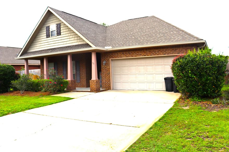 BACK ON Very beautifully maintained home in the quiet Point Washington area. Home is located in the much sought after Peach Creek subdivision. Nice open floor plan, split bedrooms, tile floors and vaulted ceilings. Nice big kitchen has stainless appliances, granite countertops with plenty of room for entertaining. Home has  well lit heated and cooled sunroom. Hugh master bedroom features a private ensuite bath with dual sinks, separate shower and nice soaker tub. Second bath has recently been remodeled to include a tub/shower combo with tile walls. Back patio has a sunsetter shade. This home offers plenty of space for a family and is still close to the beach, shopping, restaurants, and entertainment. All dimensions and measurements are approximate and to be verified by buyer if important New Items:
Finished fencing back yard 9/21
Dishwasher 8/22
Garbage Disposal 8/22
Living Room Ceiling Fan 8/22
Irrigation Wall Timer 8/22
Garage Door Motor 8/22
AC Serviced 8/22
Added flooring in attic for storage 2022
New irrigation pump 12/22
2nd bath remodel (was shower only-changed to tub with tile surround) 4/23