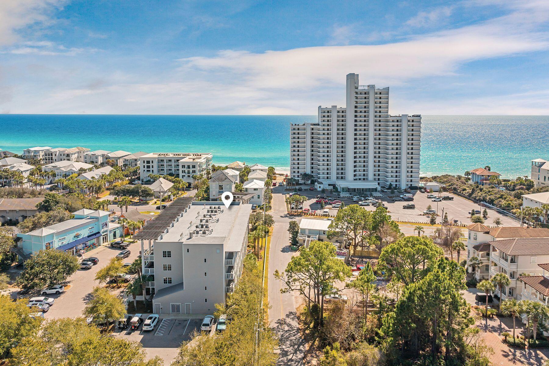 This is a rare opportunity to snap up an affordable three-bed, two-bath unit in Cassine Station in desirable Seagrove Beach. Reached by elevator, this top-floor condo has been exceptionally well maintained and has the advantage of no one living above. Tile floors lead the way down the hall to the spacious open kitchen. Wood cabinets, granite countertops, and stainless steel appliances make this an attractive workspace, whether you're cooking for two or entertaining family and friends. The generous shelved pantry could be used as an owner's closet. The kitchen seamlessly integrates with the dining room and the sitting room, which has abundant natural light.French doors extend the outdoor living space onto the lengthy balcony with a shady arbor. It's the perfect spot for enjoying sunrise and sunset from your own peaceful retreat. LVP wood flooring graces all the bedrooms, including a bunk room and a large king-sized guest room for overnight guests. The oversized master bedroom has a king-sized bed and a queen sleeper sofa. In addition to a closet, the primary suite has a generously sized private bathroom with a corner tub and separate shower. A wall of windows and French doors open directly from the bedroom onto the balcony for a morning cuppa with glimpses of the nearby Gulf of Mexico. Whether this is a second home or main residence, owners can enjoy two beautiful community pools, tennis and basketball courts, an indoor grilling area and miles of walking trails. For a change of scene, you can take a 10-minute bike ride to Seaside, Florida. Located steps from local shops, 30A restaurants, and close to public beach access, this could be the home you've been waiting for.