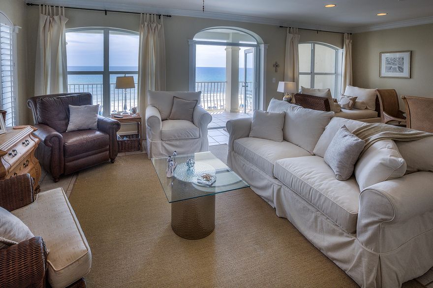 Enjoy amazing sunsets from this fantastic top floor, gulf front condominium in The Villas at Sunset Beach, just a short stroll or bicycle ride from both Rosemary Beach and Alys Beach. Recently renovated, this spacious beach retreat offers outstanding features throughout such as open concept living and dining, granite countertops, a beautiful master suite and a large balcony with breathtaking views of the Gulf of Mexico.The Villas at Sunset Beach is a small community of just three four floor buildings with two condominiums per floor and offers gated access, a beach front community swimming pool and private beach access. A popular rental with a strong history, this condominium is located in the up and coming area of Seacrest with restaurants, shops and activities nearby.Unit is spacious and