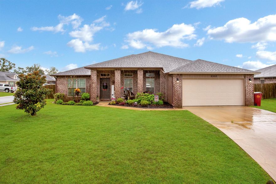 Don't miss your chance to see this beauty in the highly sought out Pace Mill Creek Subdivision! This 4 bedroom 3 bath home sits on a great corner lot down a private road lined with sidewalks and streetlights. As you walk in you are greeted with an open concept kitchen with an island, breakfast bar, AND a formal dining room! Stainless Steel Whirlpool appliances all around. Split floor plan bedrooms with a generous sized master bedroom with a tray ceiling, and a bathroom with a separate tile shower and walk-in closet. The second and third bedrooms have a connected jack and jill bathroom, and your 4th bedroom has its own bathroom making this perfect for a guest suite! French doors lead out to your covered patio, and fully fenced yard with plenty of room for a pool! Schedule your tour today