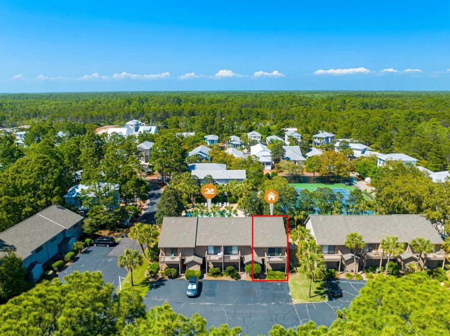 Welcome to Cassine Gardens, a serene community located in Santa Rosa Beach, FL, along the stunning 30A coastline. Enjoy the beauty of coastal living while being close to family-friendly activities, dining, and shopping. Experience the essence of Florida's Gulf Coast at Cassine Gardens.This 1,252-square-foot corner unit is directly across the street from the beautiful white sand beach and the captivating emerald waters of the Gulf. Conveniently located on 30A, it is within walking distance of various shops, restaurants, and much more! This unique corner unit features a half bath for guests, which is exclusive to corner units. It has been meticulously maintained and offers private balconies for each bedroom, perfect for enjoying quiet mornings with a cup of coffee. If you're in the mood for a swim, the pool is just steps away from the back door! The Cassine Gardens property backs up to Point Washington State Forest, providing access to hiking trails right outside your door. Additionally, Cassine Gardens features a second pool, grills, and a stocked fishing pond, ideal for leisurely afternoons.
