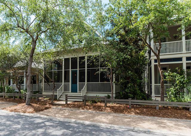 This inviting and recently renovated 4 bedroom, 4.5 bath WaterColor home is located in the heart of the Park District. You will be welcomed with comfortable furnishing, warm tones, high ceilings, hardwood floors, and plenty of cottage charm in the great room. You will be able to enjoy meals from the wonderful kitchen, with its high end appliances, granite counter tops, and stunning cabinetry. The peaceful living room, dining room, and splendid kitchen are all included in an open floor plan for everyone to enjoy after a fun-filled day at the beach. On the first floor, the master bedroom has a king bed, flatscreen TV, and access to a screened porch. There is a connecting bathroom with a double vanity, a tub, and a shower with an amazing rain shower
